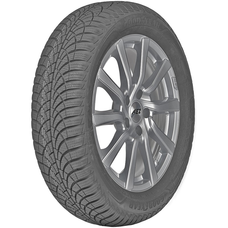 opona samochodowa zimowa Goodyear ULTRA GRIP 9+ w rozmiarze 165/70R14 z indeksem nośności 89 i prędkości R - widok z boku